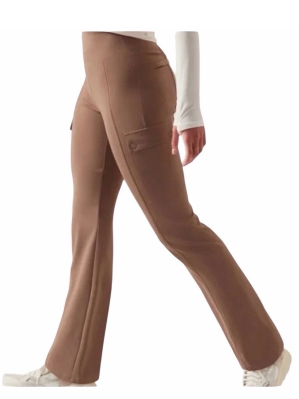 Athleta Delancey Straight Cargo Pant Brown High Rise Stretch Trousers - Picture 2 of 6